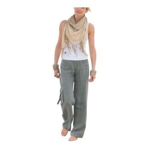 Soft Surroundings Gray Linen Blend Relaxed Fit Cargo Straight Pants Medium